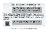 gm general motors car door certification 1976 gm part 354048 impact printer printed filled in thumb product image